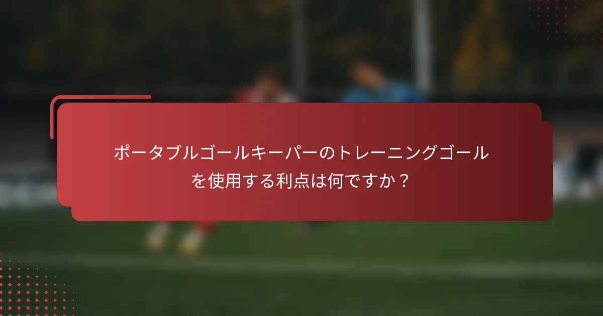 ポータブルゴールキーパーのトレーニングゴールを使用する利点は何ですか?