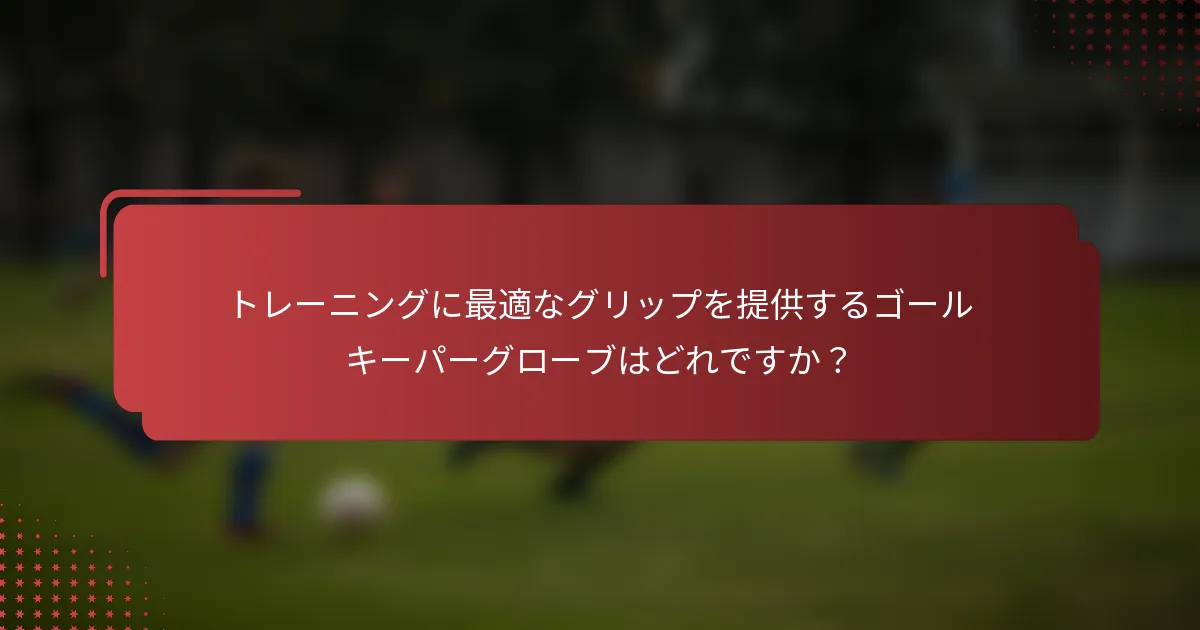 トレーニングに最適なグリップを提供するゴールキーパーグローブはどれですか？