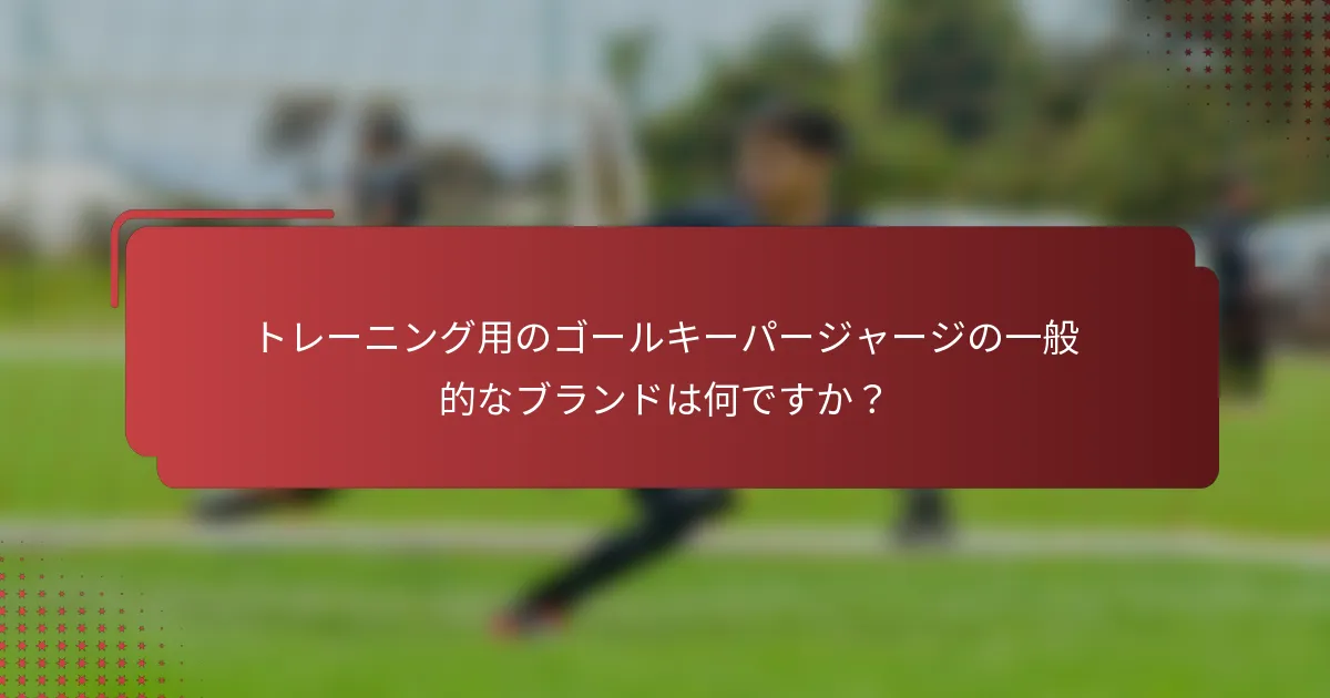 トレーニング用のゴールキーパージャージの一般的なブランドは何ですか?