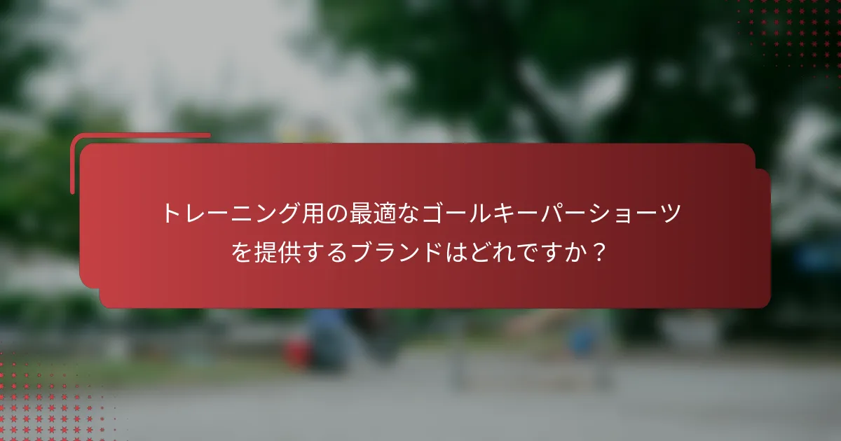トレーニング用の最適なゴールキーパーショーツを提供するブランドはどれですか？