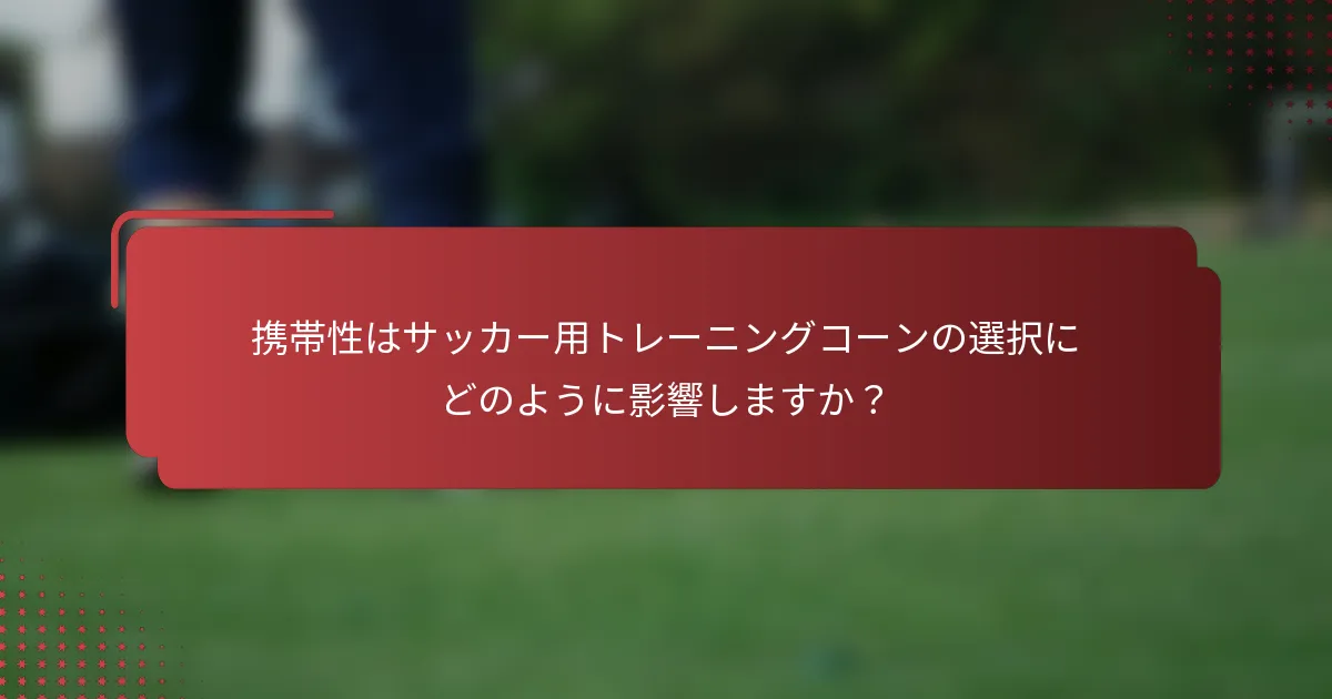 携帯性はサッカー用トレーニングコーンの選択にどのように影響しますか？