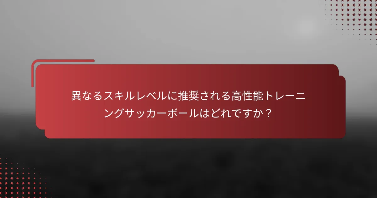 異なるスキルレベルに推奨される高性能トレーニングサッカーボールはどれですか?