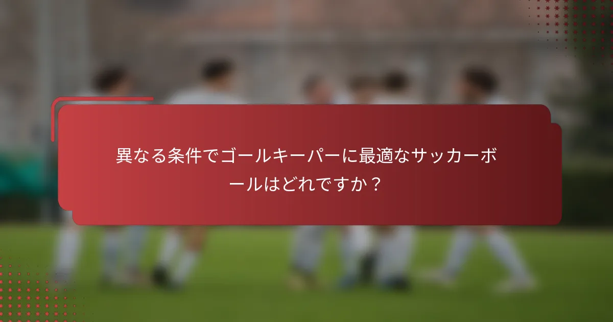 異なる条件でゴールキーパーに最適なサッカーボールはどれですか？