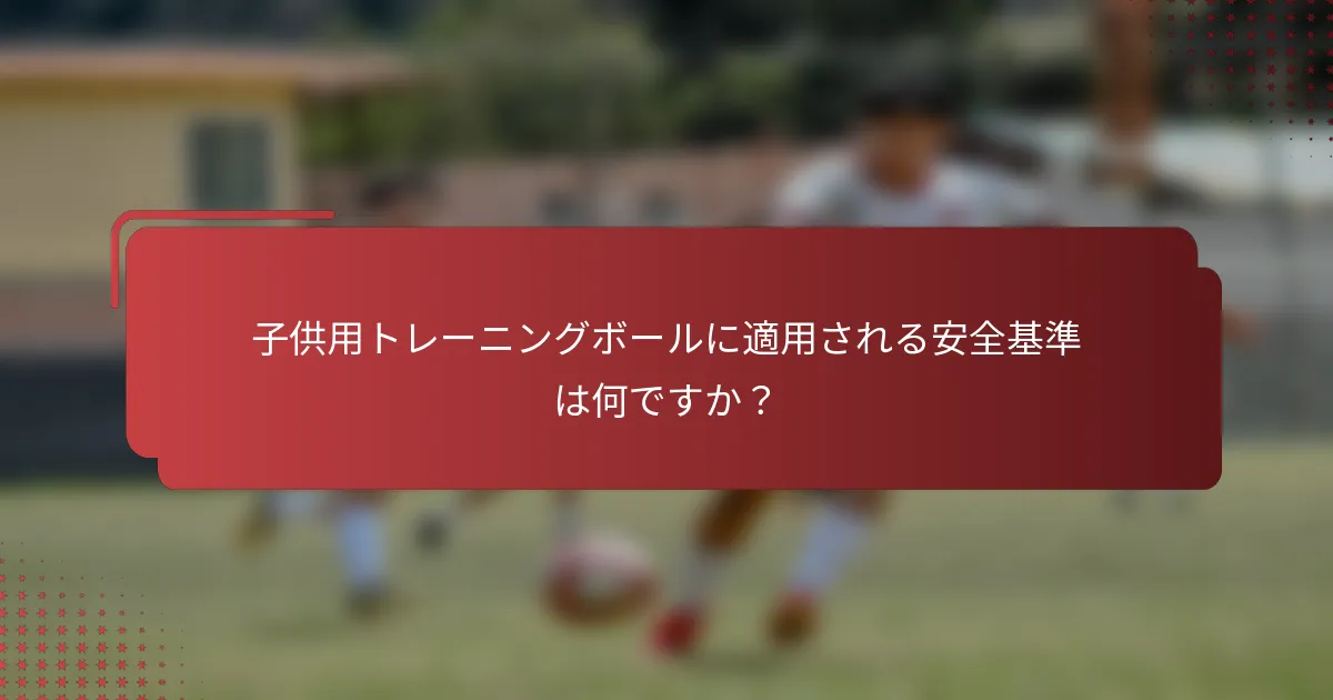 子供用トレーニングボールに適用される安全基準は何ですか？